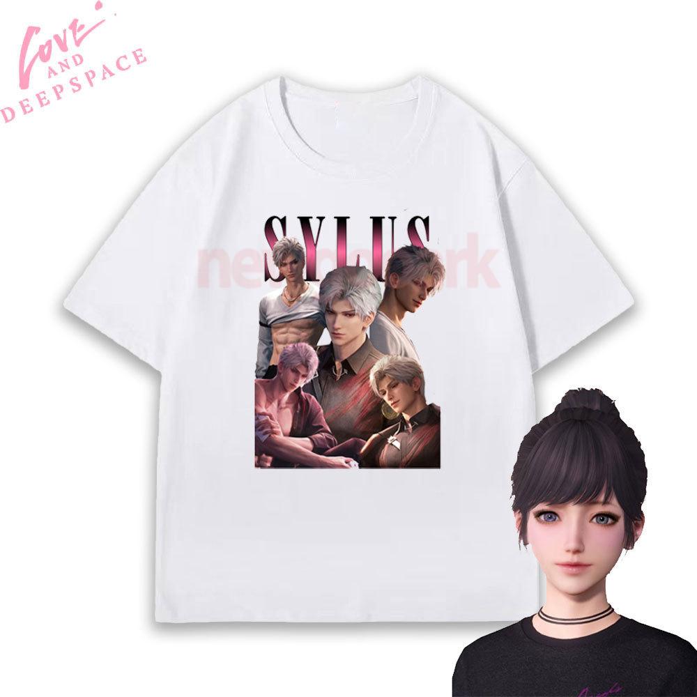 Sylus Love and Deepspace Graphic Classic TShirt Woman Cartoon Anime Otome Game Graphic T Shirts Casual Oneck Cotton Shirt