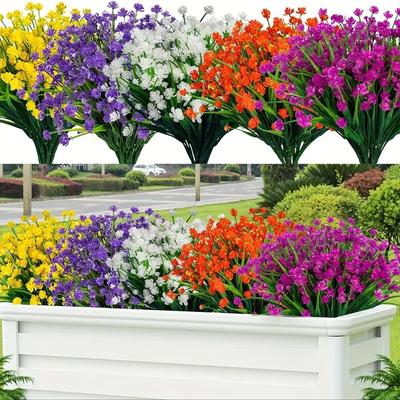 12 Bundles Artificial Flowers,Outdoor UV Resistant Fake Flowers,Premium Oxidation Resistance Artificial Flower
