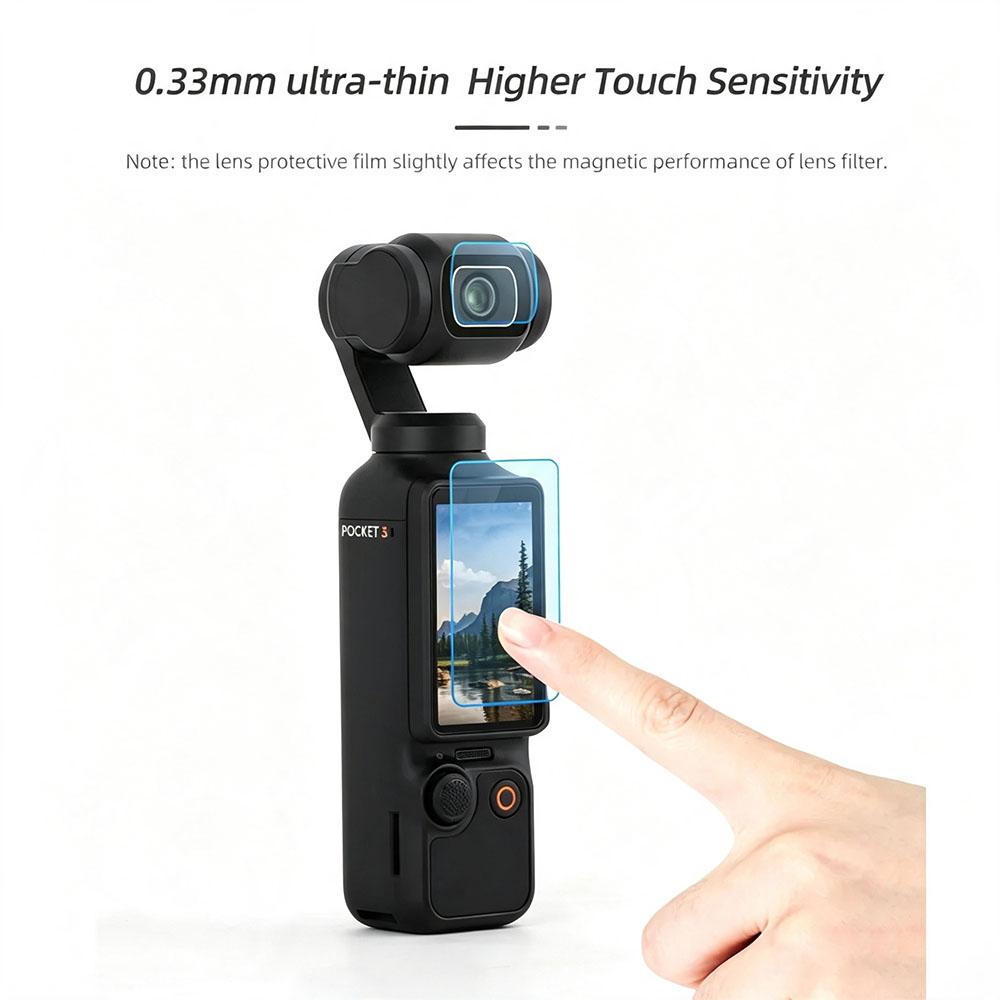 HD Lens & Screen Tempered Glass Film for DJI Osmo Pocket 4/3, Anti-Explosion Anti-Scratch Dustproof Protector Camera Accessories