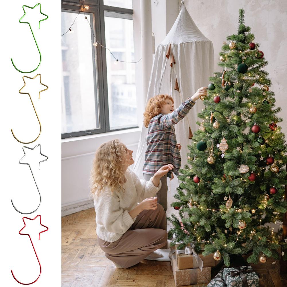 Sturdy Metal Xmas Hangers Star Shape Hooks for Hanging Ornaments Pack of 20