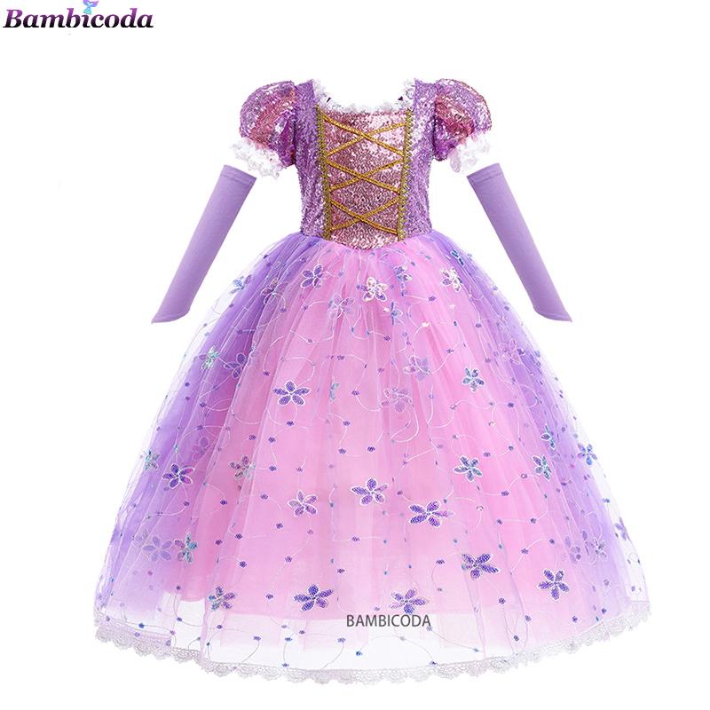 

2023 Рапунцель Девочка Принцесса Платье Детский Карнавальный Костюм Фиолетовый Сетчатый Длинный Рукав Нарядная Одежда Хэллоуин Детская Юбка-Пачка 9-10T(150)