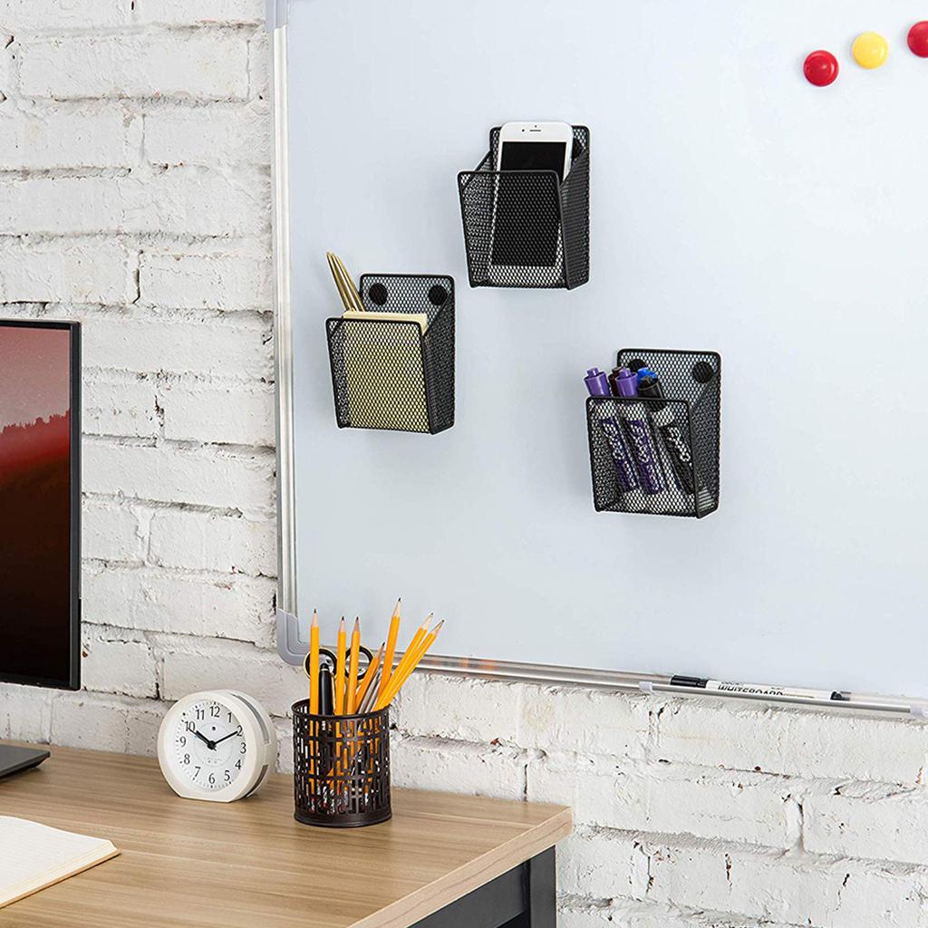 Magnetic Pencil Holder Home Mesh Basket Mesh Pen Case Desktop Container for Desktop Kitchen Refrigerator Blackboard Pen Basket
