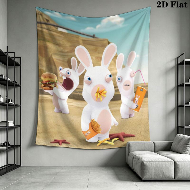 Rabbids Invasion Madness Wall Hanging Printed Fabric Blanket Decorative Tapestries for Bedroom Living Room Home Decor