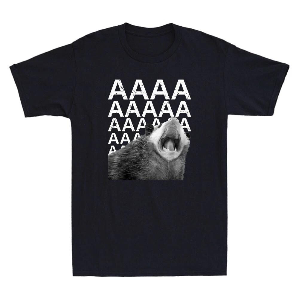 Screaming Possum Aaaa Cute Funny Opossum Dank Meme Vintage Men s Cotton T-Shirt XS