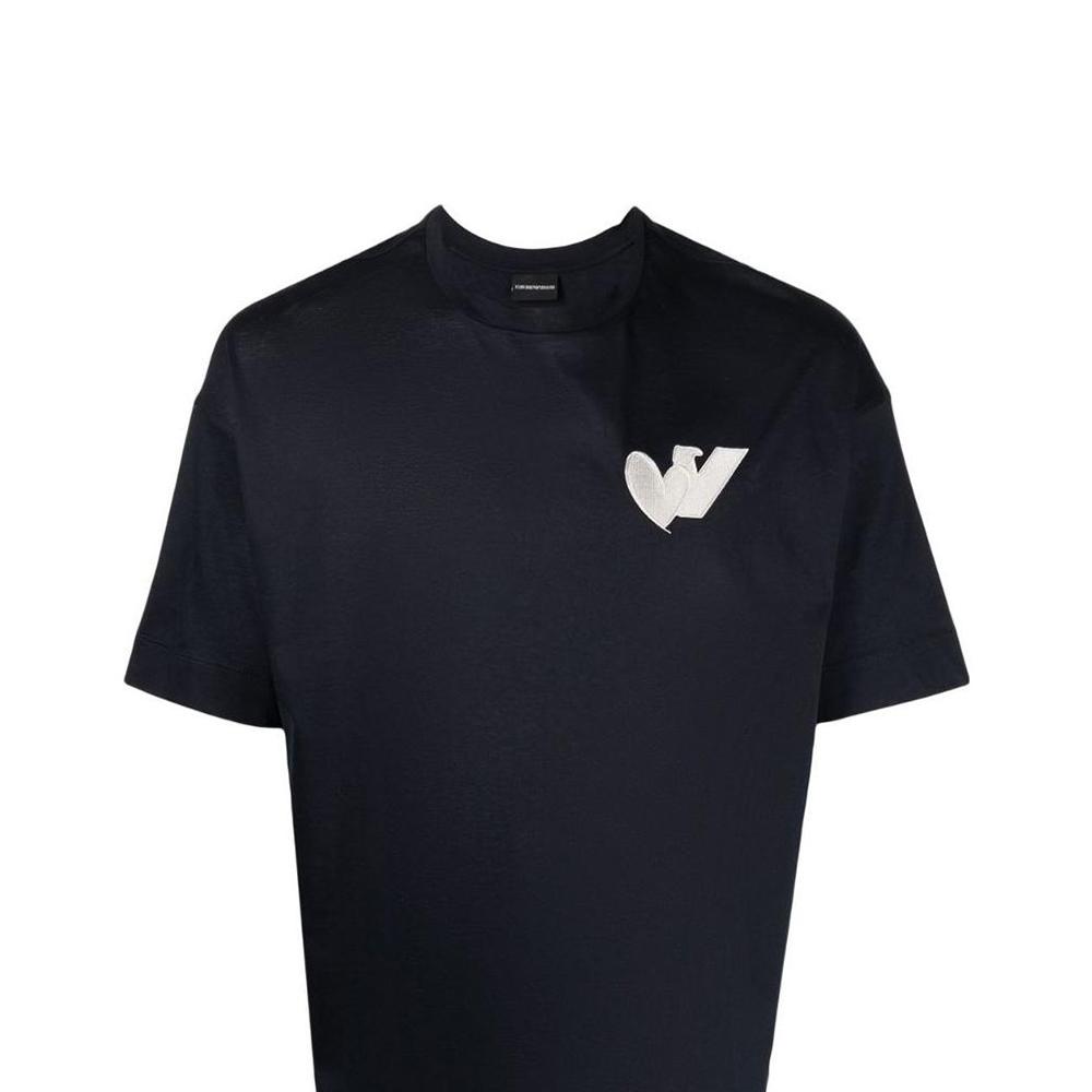 Emporio Armani Logo Print Crew Neck Short Sleeve T-Shirt Men Tops Black 6L1TG2-1JSAZ-0999