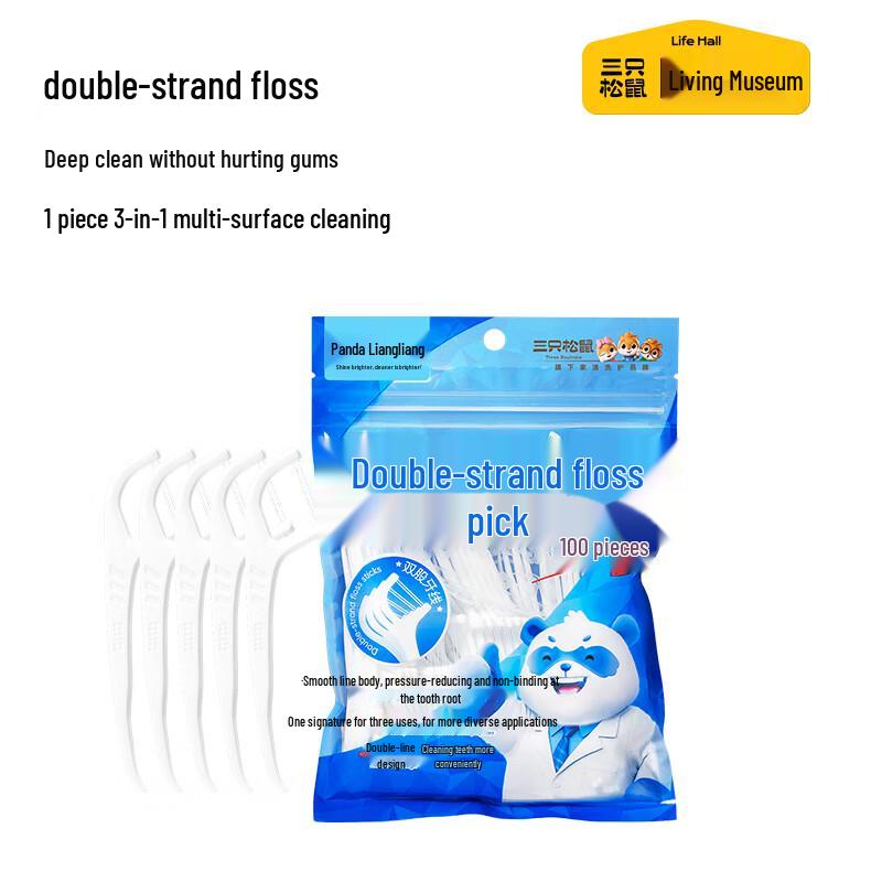Three Squirrels Double Strand Dental Floss (100 Count)