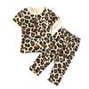Unisex Baby Kids Leopard Prints T-shirt and Pants 2PCS Outfits Clothes