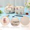 2 Pcs Cute Aesthetic Makeup Bag Set Soft Corduroy Cosmetic Bag Set with Canvas Lining Portable Travel Toiletry Bag Set for Women
