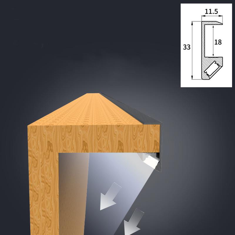 Lampă LED cu bandă pentru dulap, lumină oblică la 45 de grade, lumină tip splint pentru placă laminată cu lățimea de 18 mm, dulap, bară luminoasă cu profil de aluminiu