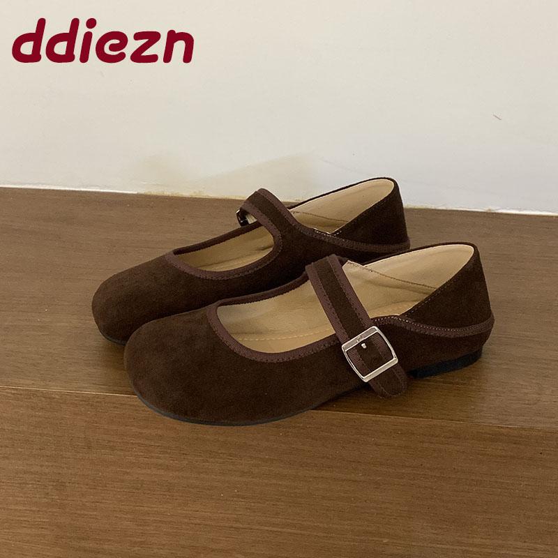 Fashion Fashion Buckle Strap Ladies Mary Janes Flats Shoes Soft Female Shallow Footwear Round Toe Women Flats With Shoes