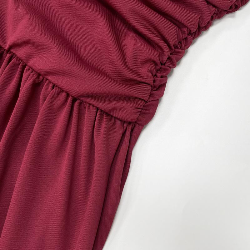 Abito Maxi Donna Senza Spalline a Tubo Vita Arricciata Colore Unico Svasato Lunghezza Pavimento Estivo Casual Vacanza al Mare Abito Lungo