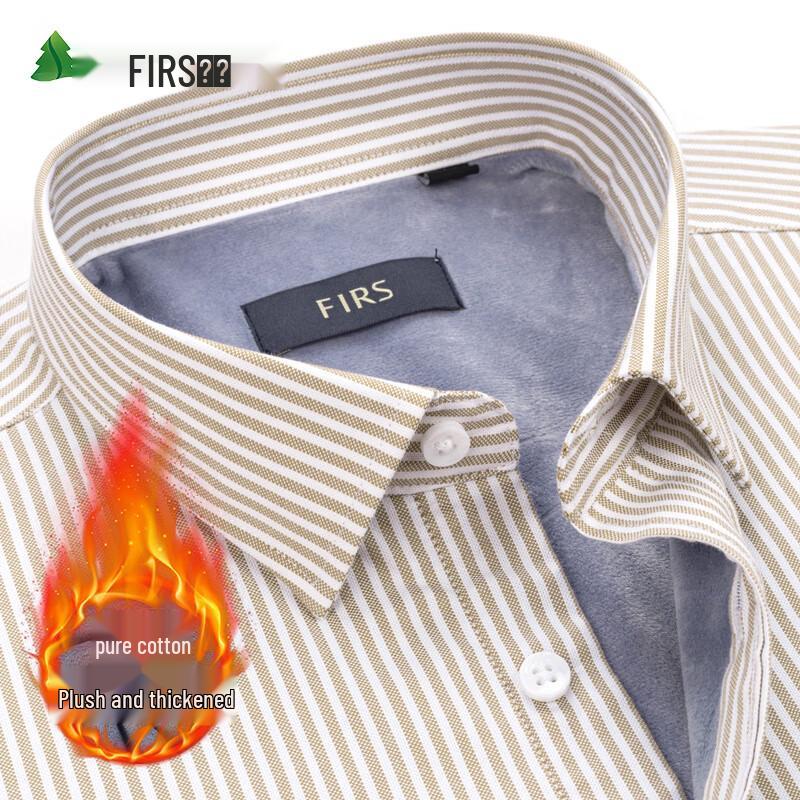 FIRS Men's Fleece-Lined Oxford Business Casual Shirt