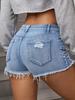 2026 Trendy Girls' Mid-Waist Ripped Denim Shorts - European & American Style for Spring/Summer