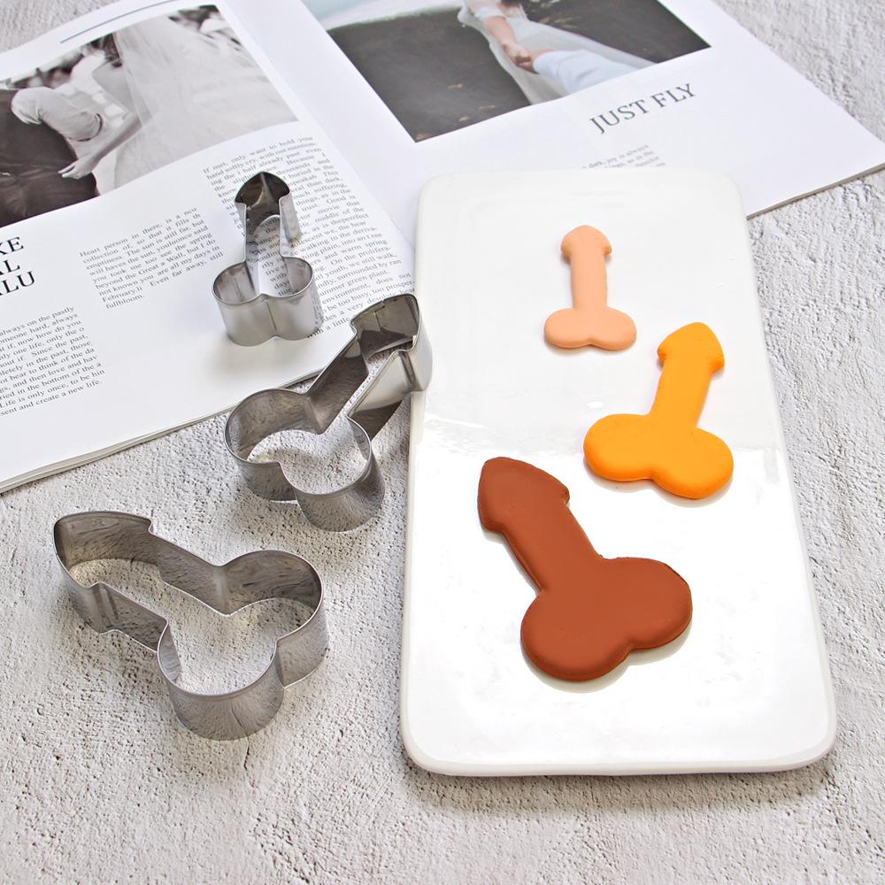 3pcs Penis Shape Cookie Cutter Dick Biscuit Mold Stainless Steel Fondant Cake Cutter DIY Kitchen Baking Decorating Tool Party