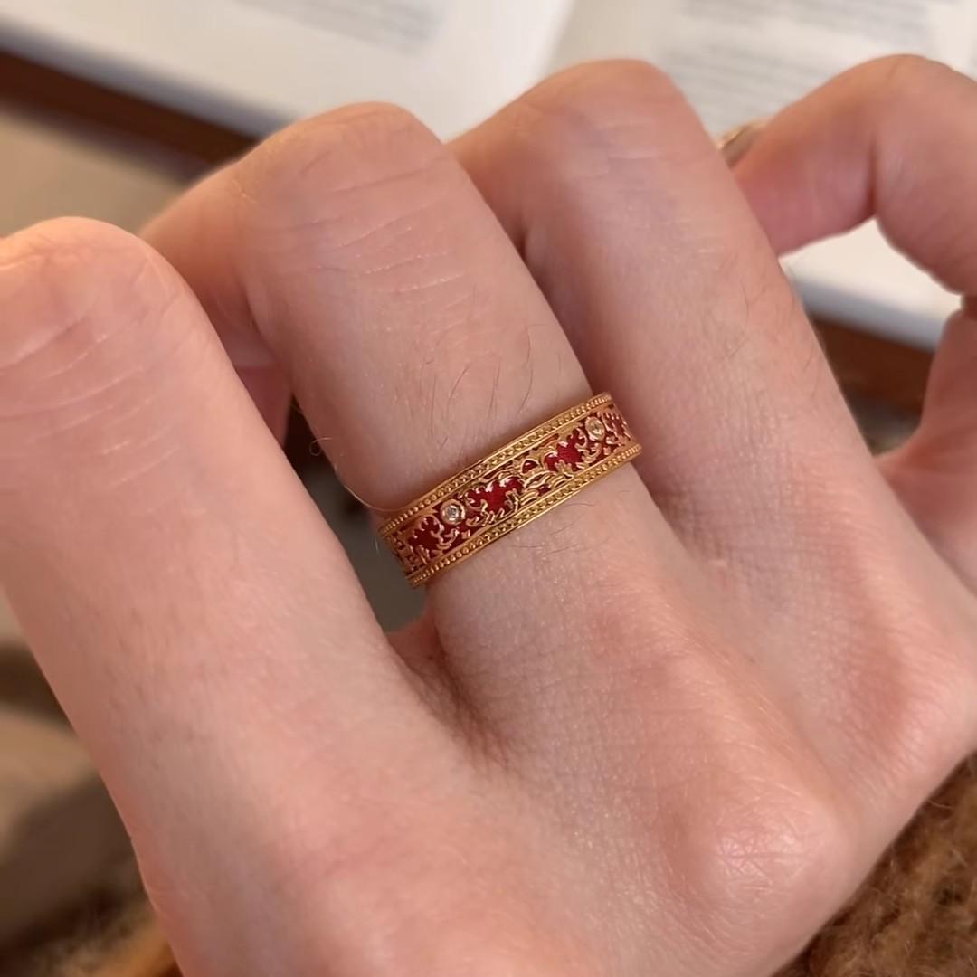 Xiaohongshu Chinese Style Loulan Ruo Meng Retro Ring - Elegant and Versatile Adjustable