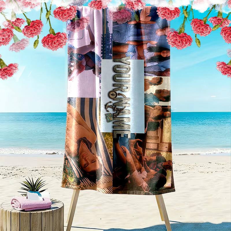 Custom Name,Outer Banks Print Beach Towel, Large Soft Quick Dry Towel for Beach Camping Swimming