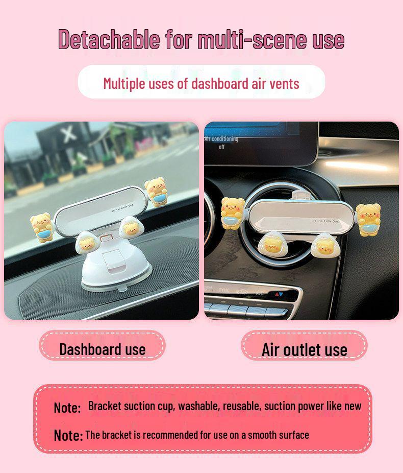 Cute Bee Dog Suction Cup Car Phone Holder & Navigation Stand for Center Console