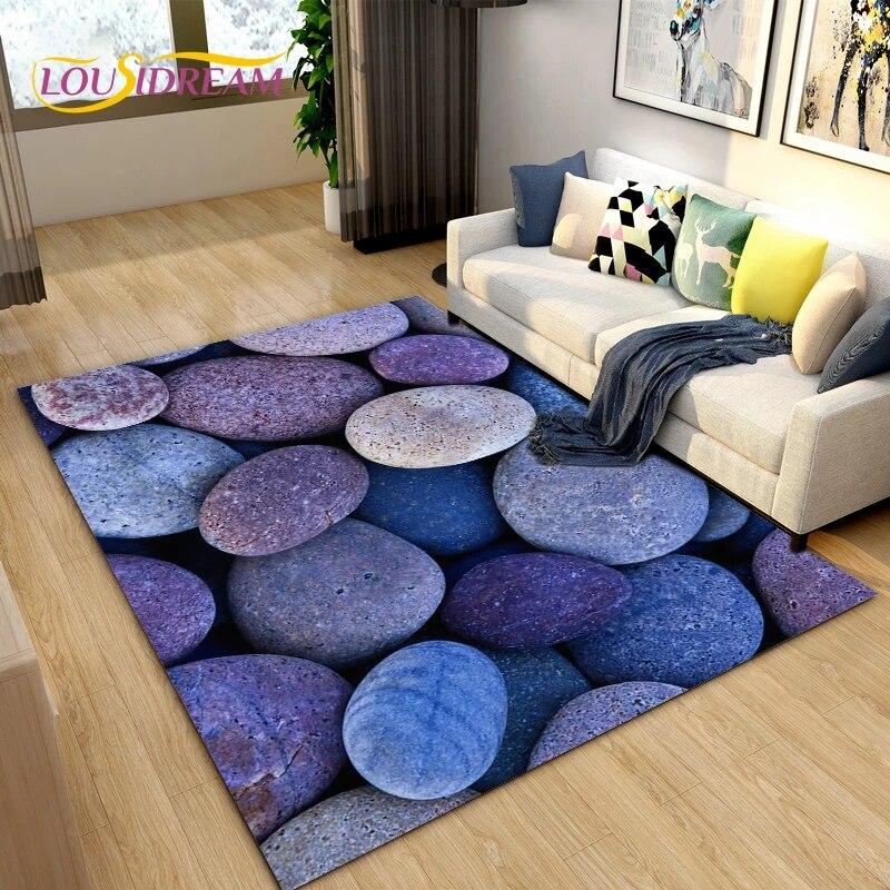 3D Color Cobblestone Stone Area Rug,Carpet Rug for Living Room BedRoom Decoration,Kitchen Doormat Bathroom Anti-slip Floor Mat