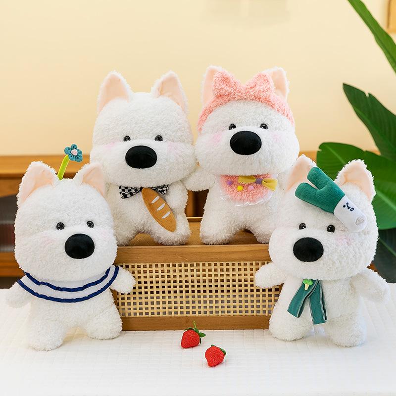 Cute Furry West Highland Doll Cartoon Bow West Highland Plush Toy 8 Inch Grabbing Doll Gift