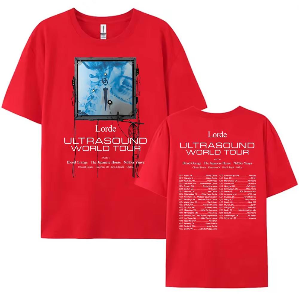 Lorde Ultrasound World Tour 2025 T-shirt Summer Short Sleeve Cotton Tshirts Casual Fashion O-neck Female T Shirt Graphic Clothes