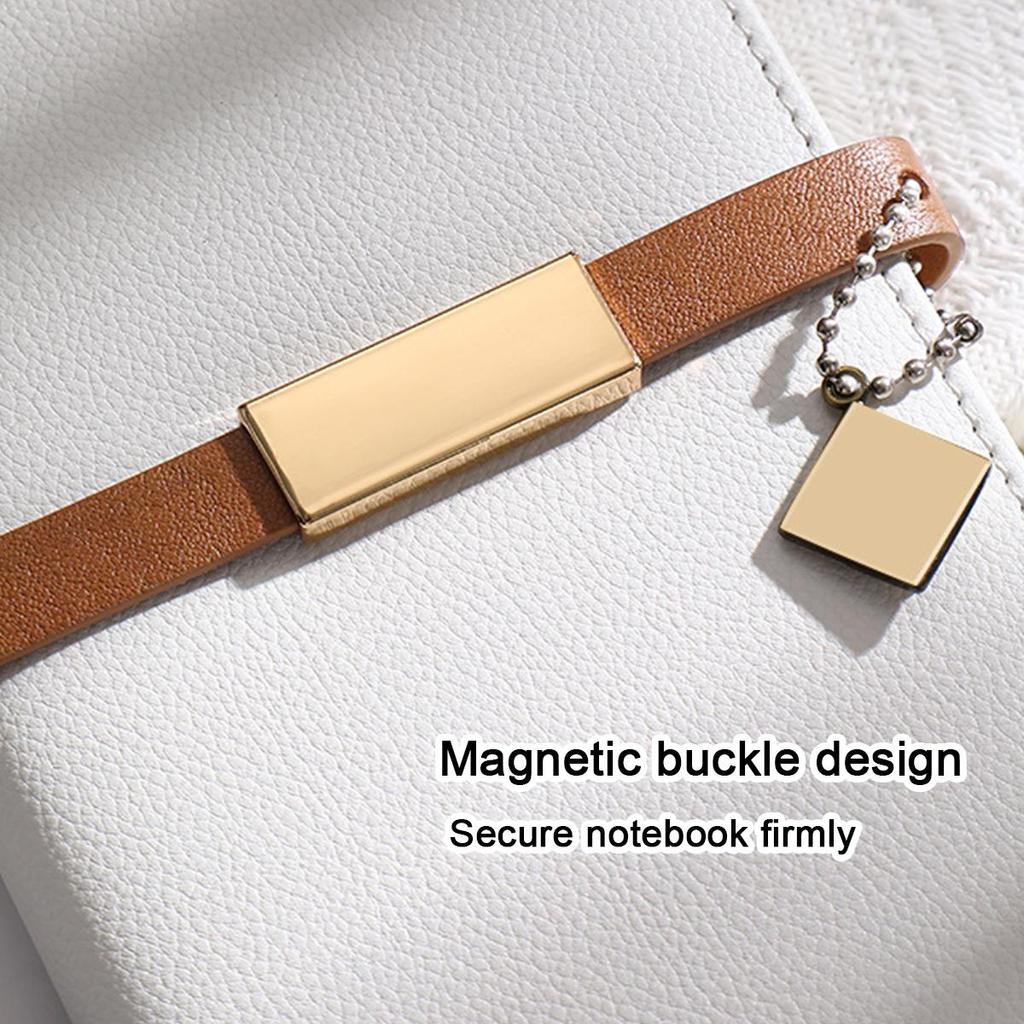 A6 litchi leather thickened student subject notebook, small buckle diary, pocket work notebook, business meeting record book, travel log