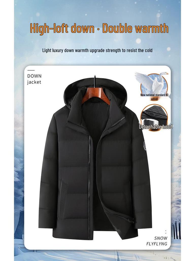 Große Marke Herren Kapuzen Daunenjacke - Winterwarmer Mantel für alle Altersgruppen