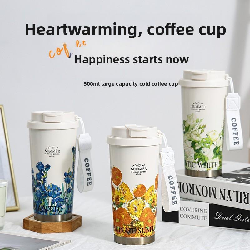 Modern Stainless Steel Insulated Coffee Cup With Double Lid For Office And Travel