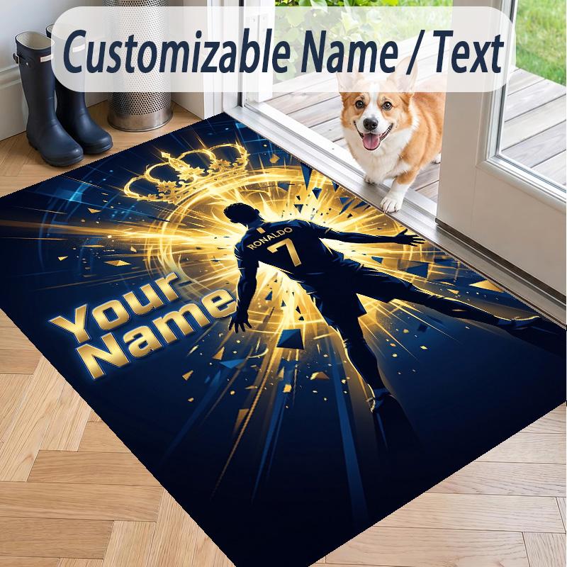 Custom Text Printed Rug Cristiano Ronaldo Non Slip Floor Carpet For Home Room Decor