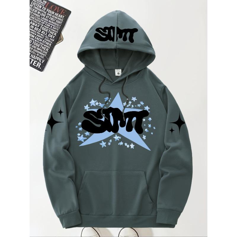 Herren Kapuzenpullover mit Buchstabenprint Herbst/Winter 2026 - Bequemes Weiches Lässiges Retro Streetwear für Herren