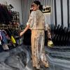New Summer Fashion 3D Printed Floral Baseball Shirt & Pants Set with Drawstring