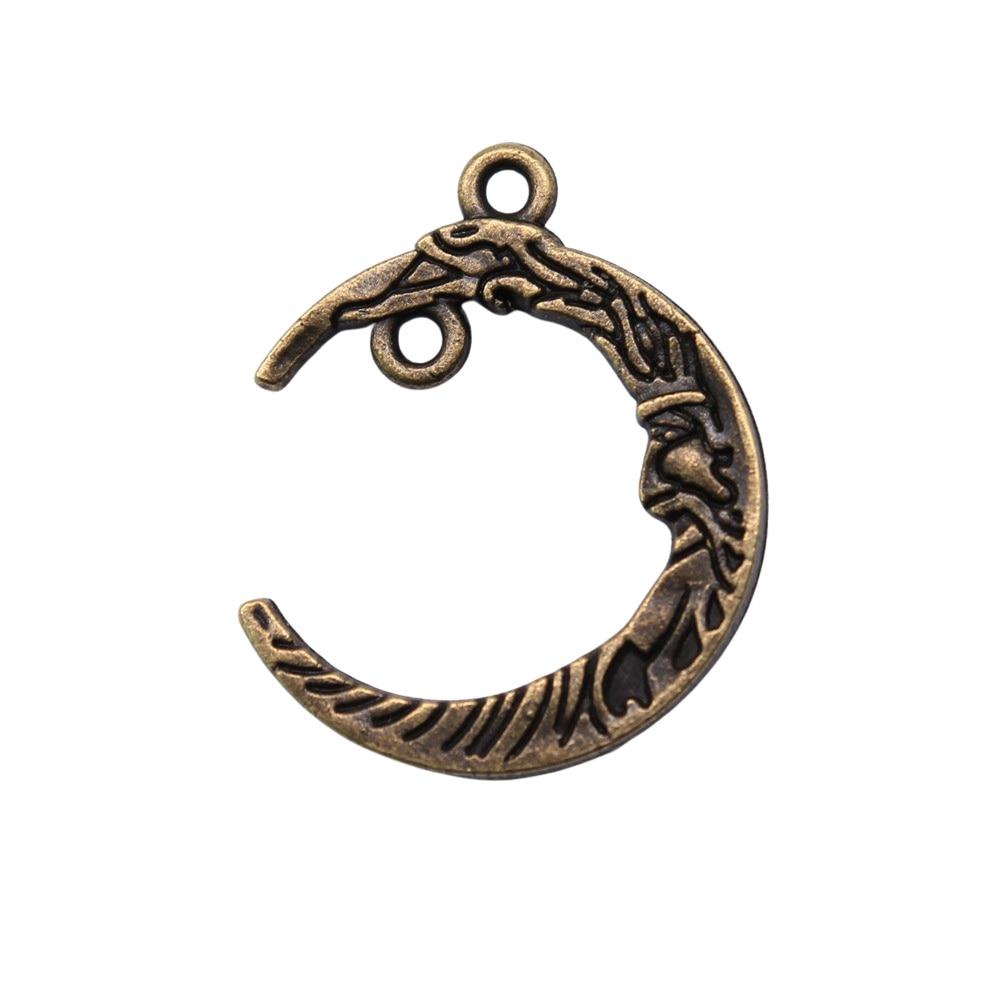 

10шт Луна Разъем Шармы Шармы Античная бронза Цвет Цинковый сплав 21X26mm