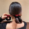 Retro Korean Style Velvet Hair Ties with Red Heart & Pearl Beads Elegant Ponytail Hair Ties for Women Daily Hair Accessories