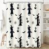Halloween Shower Curtain Decorations Witch Pattern Waterproof Bathroom Liner for Home Decoration Multiple Sizes Available