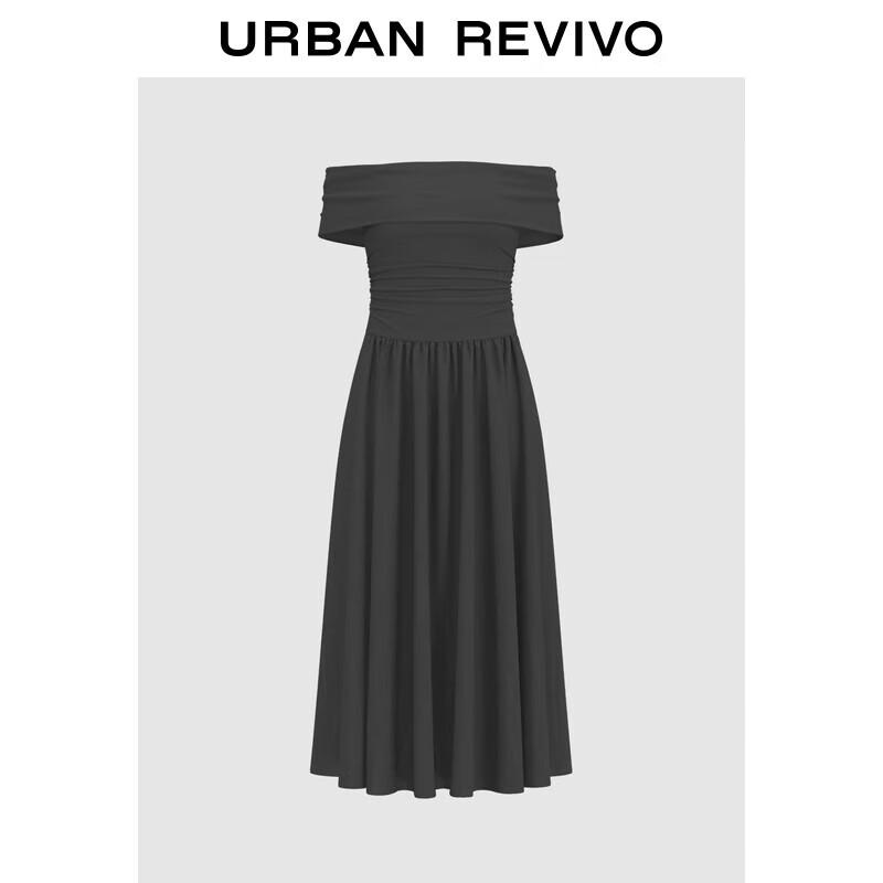 

UR 2025 Fall Women s Off-Shoulder Pleated A-Line Dress XL