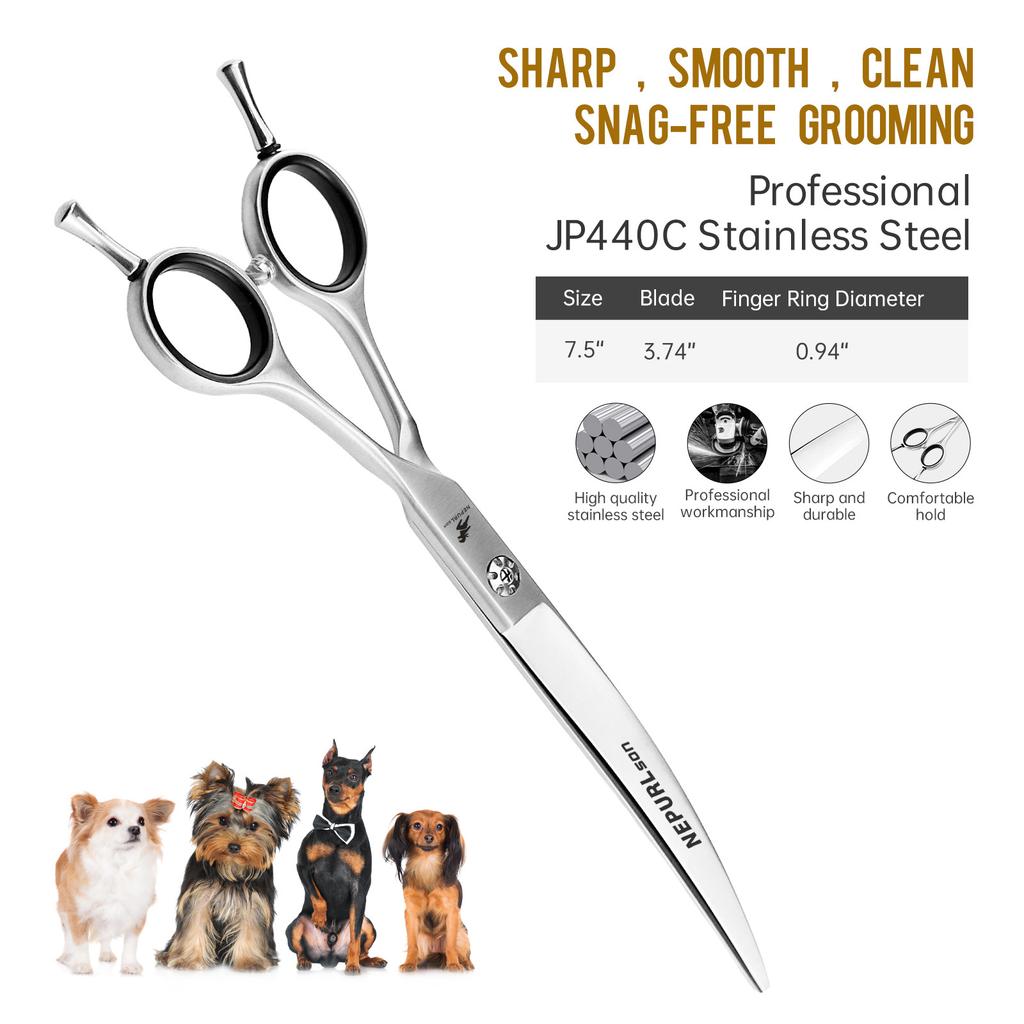 7.0-Inch 7.5-Inch Double-Tailed Bend, Narrow Version Of Curved Scissors, Pet Scissors, Professional Grade, Up And Down Bends, For Pet Masters