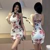 Retro Print Slim-Fit Cheongsam Dress: Sexy Hip-Hugging Summer Style 9866