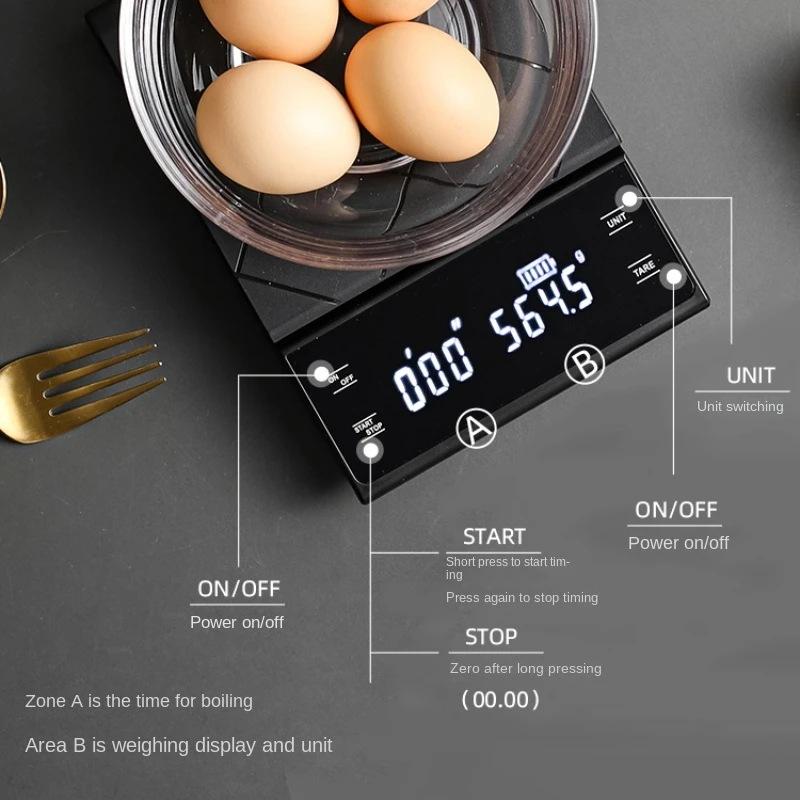 Electronic Coffee Scale with Silicone Pad Digital Food Scale with Timer High-precision Portable Kitchen Baking Cooking Tool 3kg
