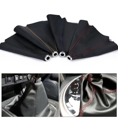16mm Universal PU Leather Car Gear Shift Collars Carbon Fiber Auto Car Manual Stick Shifter Knob Gear Shift Boot Cover Gaiter