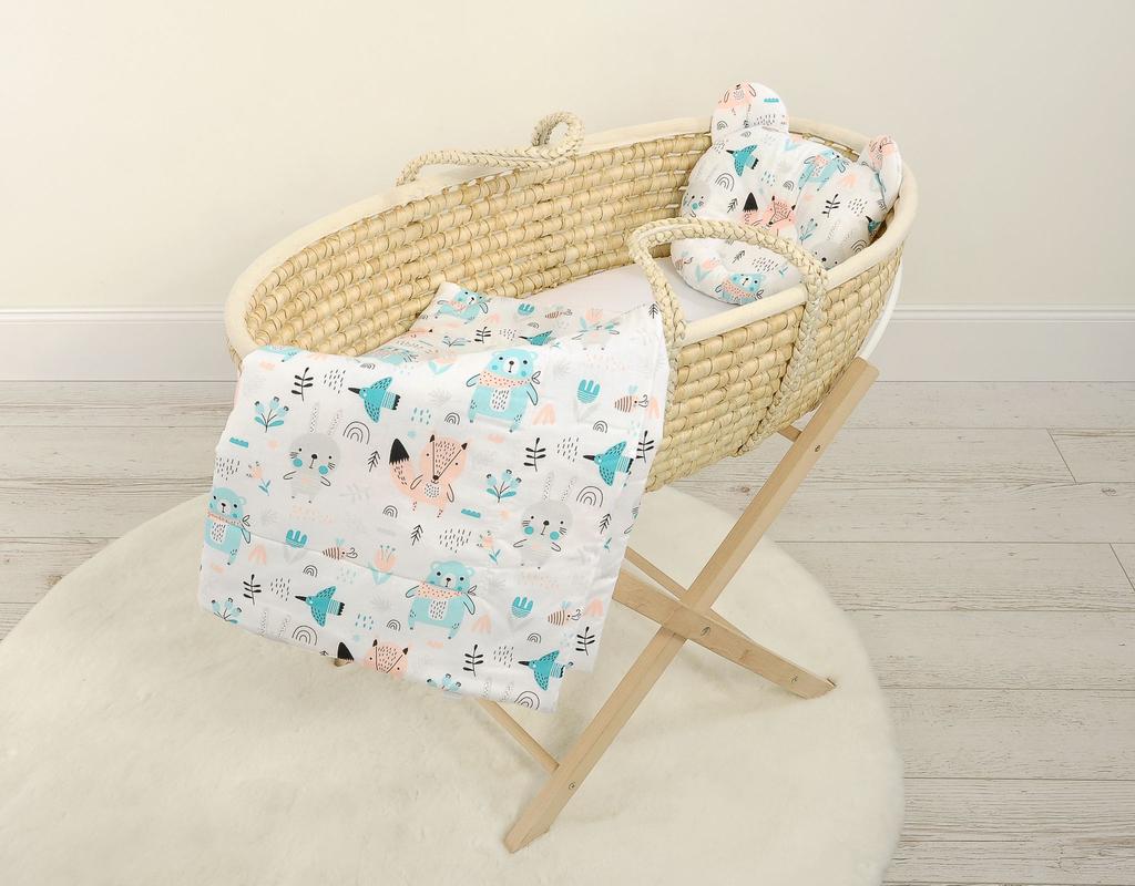 Teddy bear duvet with filling and contoured pillow - 2-piece set - blue teddy bears