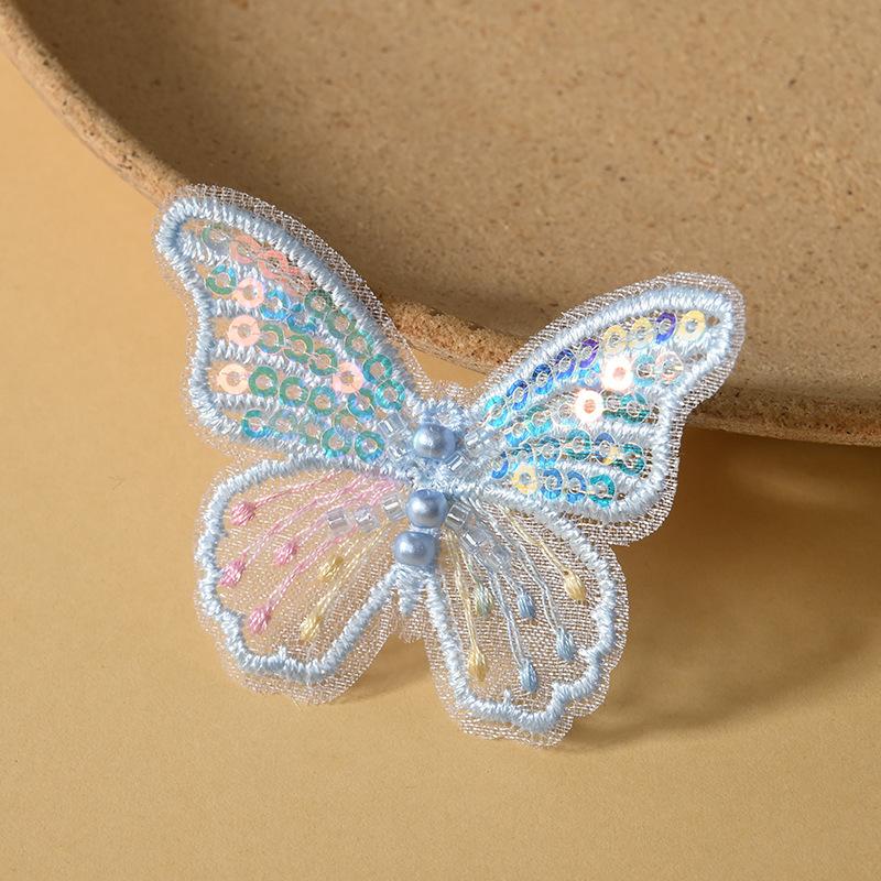 20pc Sequins With Pearl Mesh Hollow Butterfly Patch DIY Clothing Hair Accessories Embroidered Lace Bow Hat Skirt Decoration