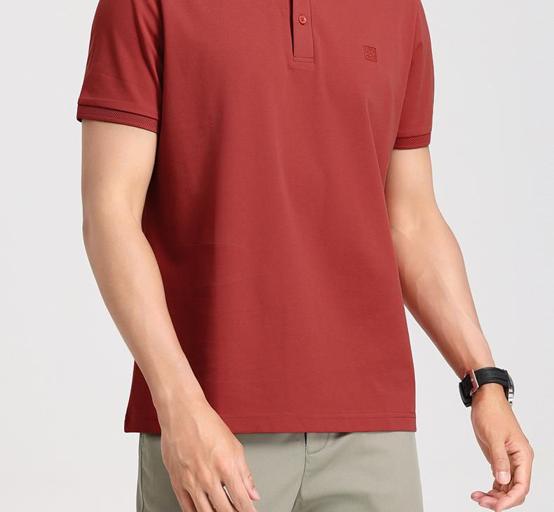 62% Long Staple Cotton Langdeng Men's Business Casual Skin-Friendly and Easy-to-Maintain Short-Sleeved Polo Shirt