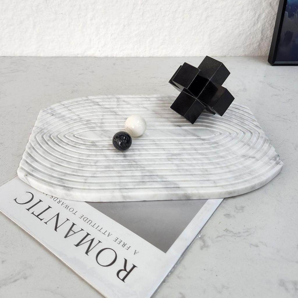 Modern Marble Tray Ornament for Living Room, Bedroom, and Hotel Décor