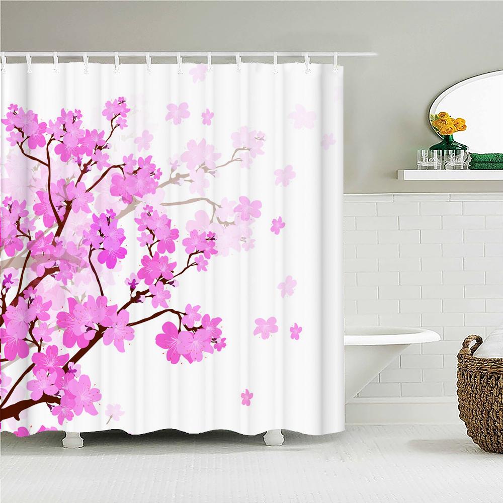 Waterproof Polyester Fabric Shower Curtain Japanese-style Waves Samurai Landscape 3d Printing Bathroom Decor Shower Curtains