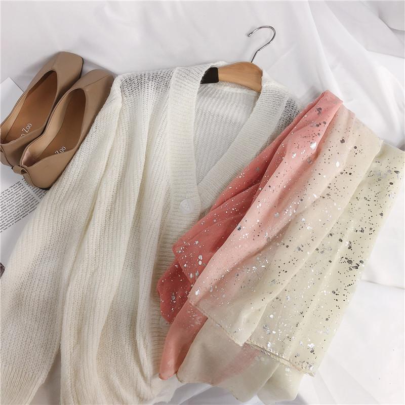 Spain Fashion Ombre Glitter Viscose Shawl Scarf Women Bling Bling Shimmer Pashmina Stole Wrap Snood Muslim Hijab 180*90Cm