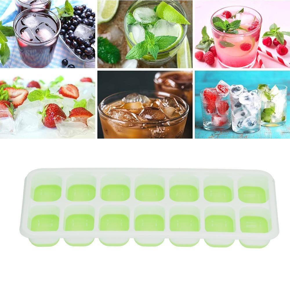 2pcs Food Grade Silicone Ice Cube Tray Removable Lid Freezer Ice Mold Stackable Ice Cube Mold  Home