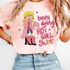 WomenS Short Sleeve Cartoon Character TShirt Liz McGuire Is Busy Doing Hot Shots Retro Graphic Tee Print Spring Summer