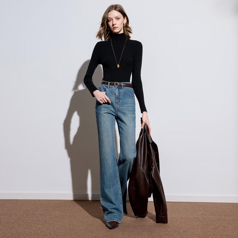 

Sancai Women s Washed Micro-Flare Jeans S