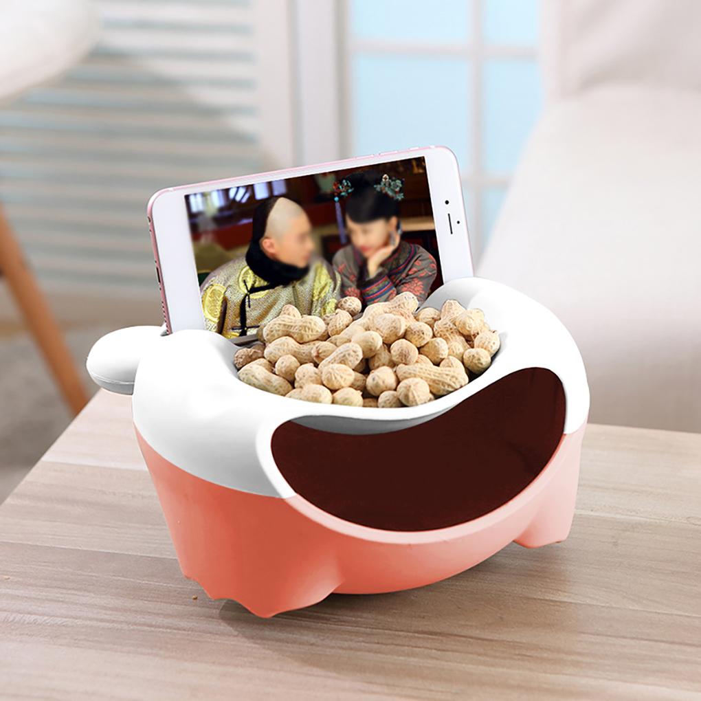 Snackteller 2 Etagen Obst-Nuss-Schale Kunststoff Aufbewahrungsbox Desktop Mülleimer Handyhalter