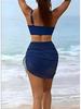 2025 European and American Solid Color Mesh Patchwork Drawstring Split Swimsuit