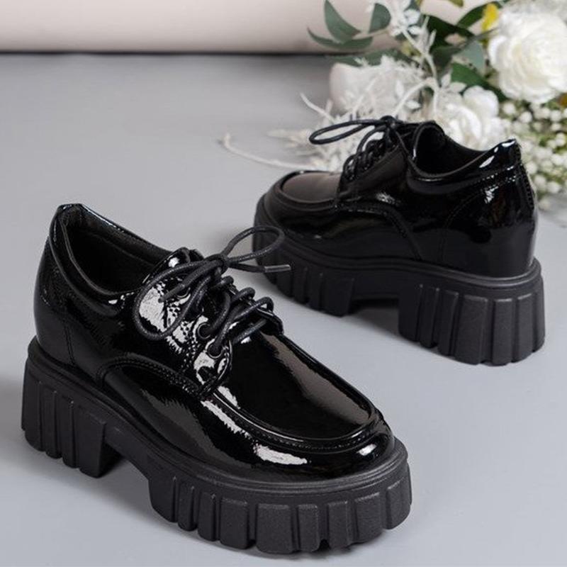 Fashion Concise Chunk Heel Loafers Shoes Women Spring Autumn Black Pu Leather Loafers Shoes Woman Non Slip Wear Resistant Shoes Female